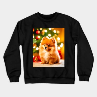 Cute Pomeranian Puppy Dog at Christmas Crewneck Sweatshirt